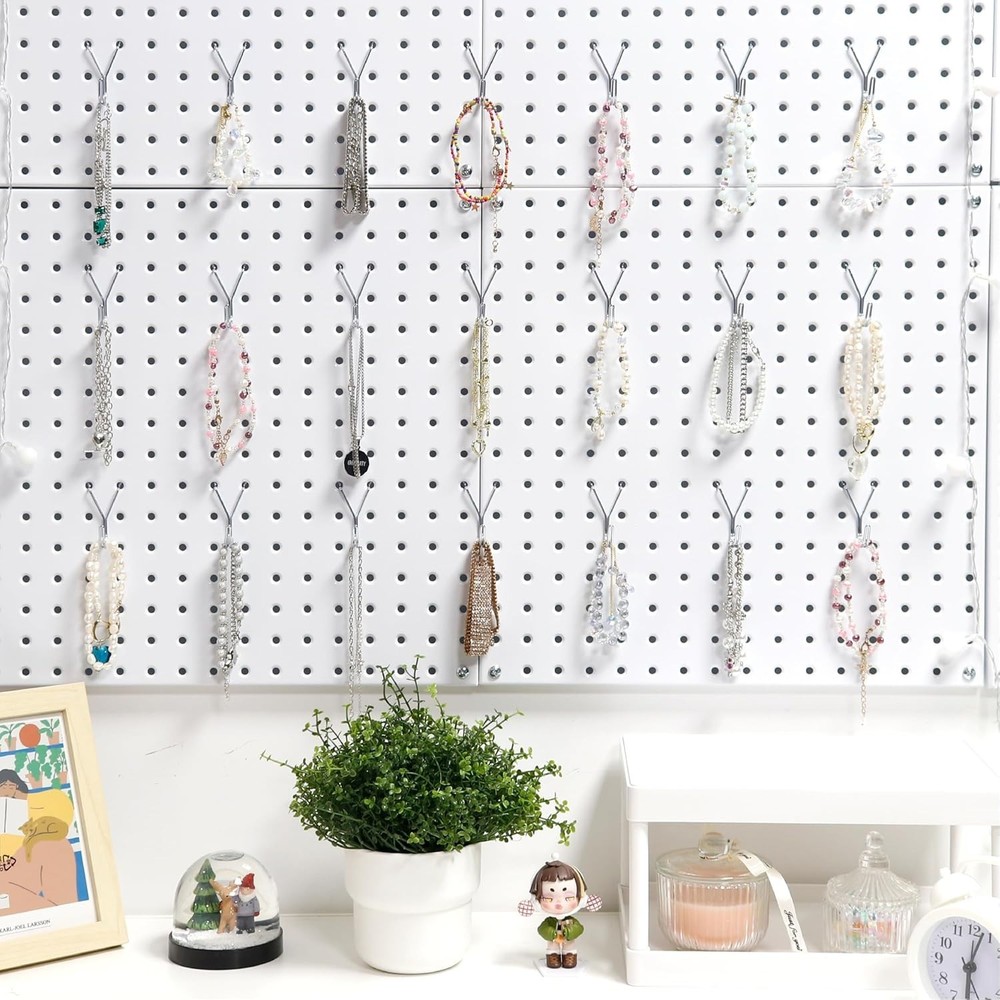 Pegboard Hooks, J-Hook, 1 Inch Silver Hooks 80 Pack, Ideal Display Pegs for Hang