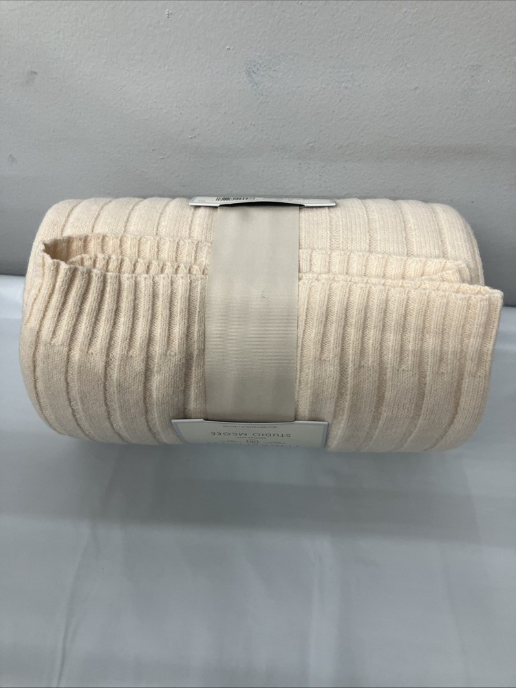 Threshold Cream Throw Studio McGee 50" x 60" Sweater Blanket Polyester
