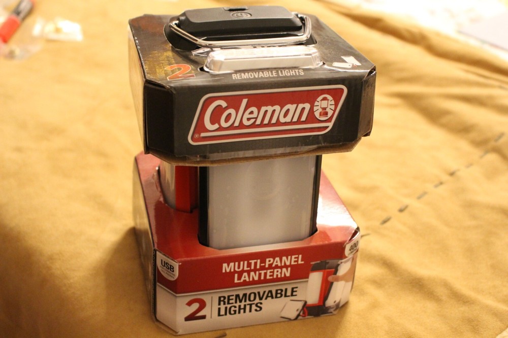 New Coleman Multi-Panel Rechargeable Lantern w/ 2 removable Lights - USB Charge