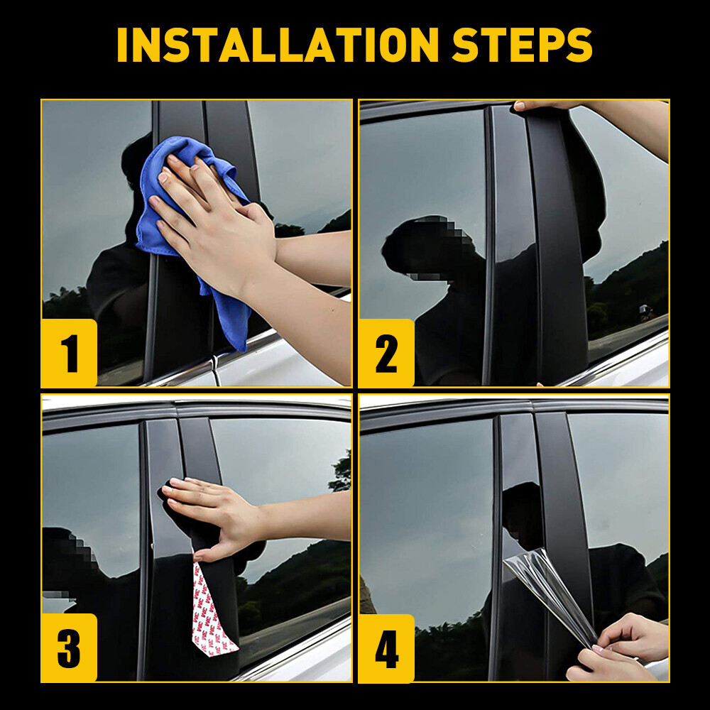 6PC Door Window B Pillar Post Panel Trim Cover Black For 2011-2019 Ford Explorer