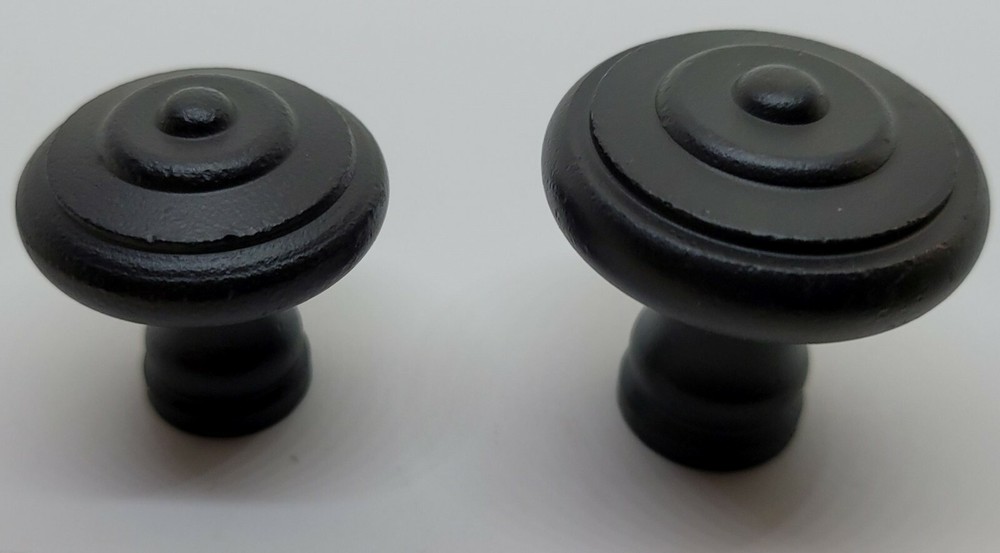 Small CAST IRON ROUND Knob pull handle black mid century modern antique retro