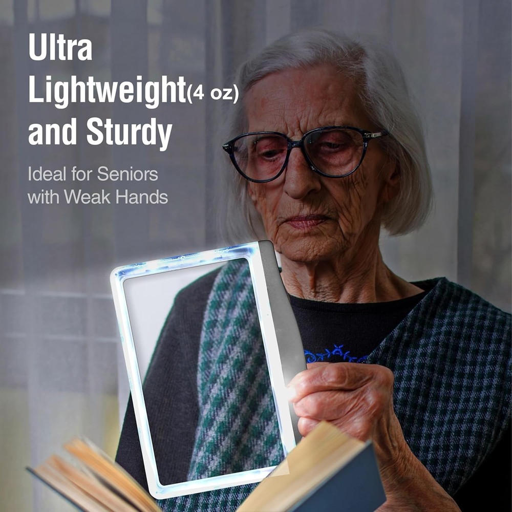 Patented 3X LED Page Magnifier - Eye-Caring Light Modes for Comfortable Reading