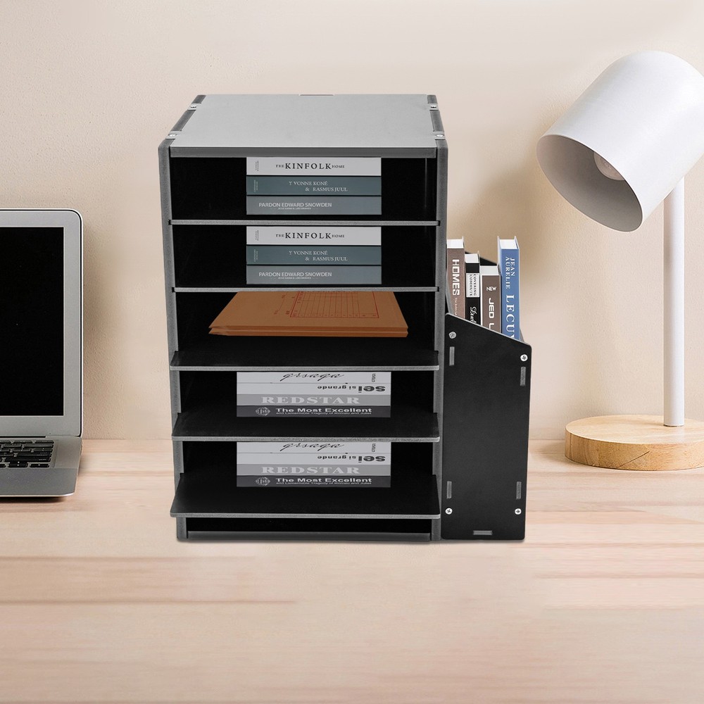 File Organizer PVC Board Letter Desktop Document Folder Office Tray Holder 6Tier