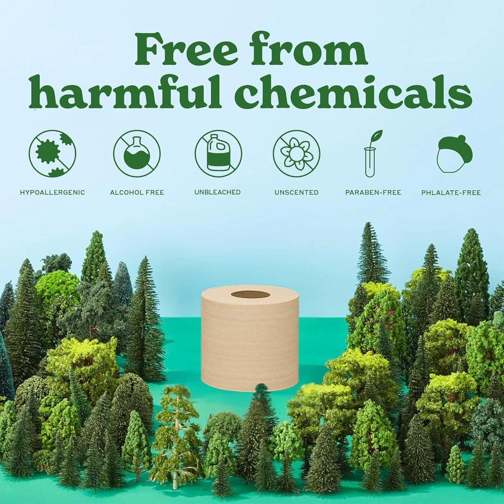 Caboo Tree Free Unbleached Toilet Paper | Plastic Free Packaging, Septic Safe, E