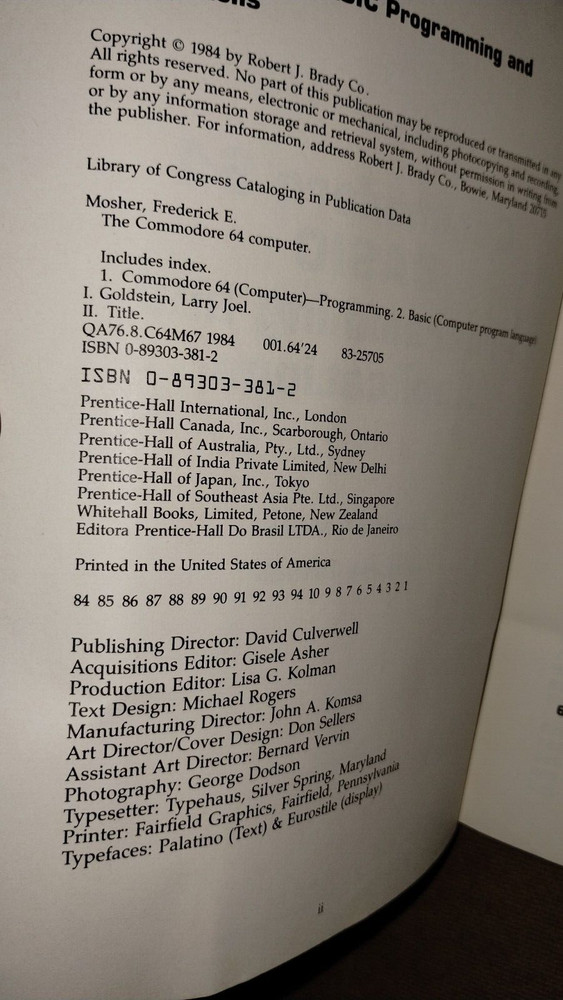 Commodore 64: Basic Programming and Applications by Goldstein Mosher 1984