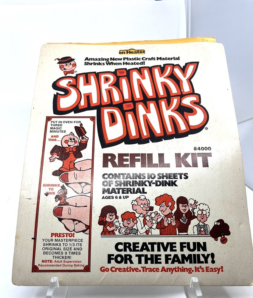 Vtg 1974 SHRINKY DINKS Refill Kit ONLY 5 Plastic SHEETS Left-Pattern Ideas Book