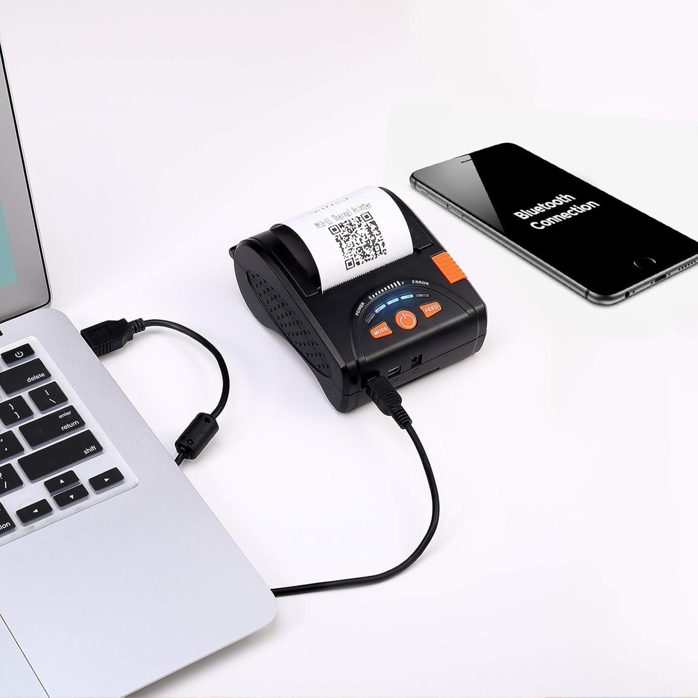 Wireless Thermal Printer, Portable 58mm Bluetooth Receipt