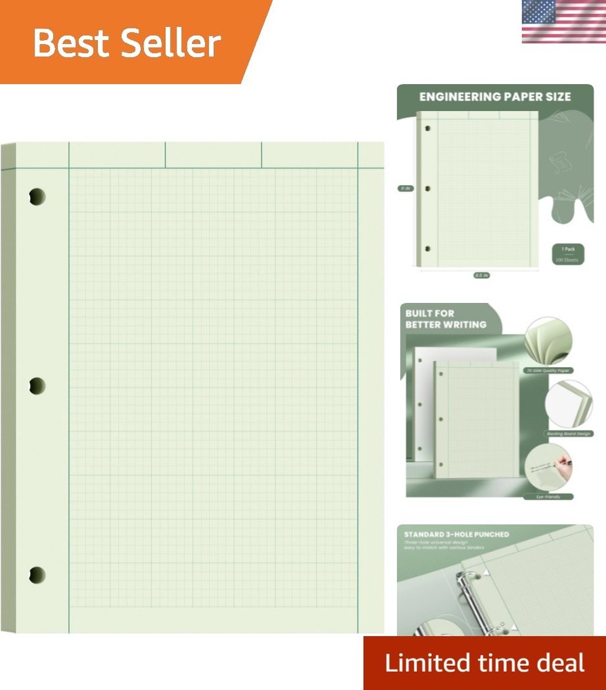 Engineering Paper 8.5 x 11, 100 Sheets Top Glue Binding Engineering Notebook,...
