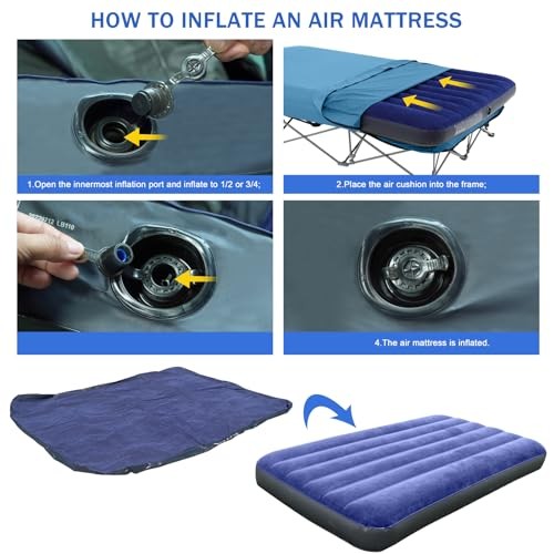 Camping Cot,Camping Cots for Adults,Folding Camping Cot with Queen Blue