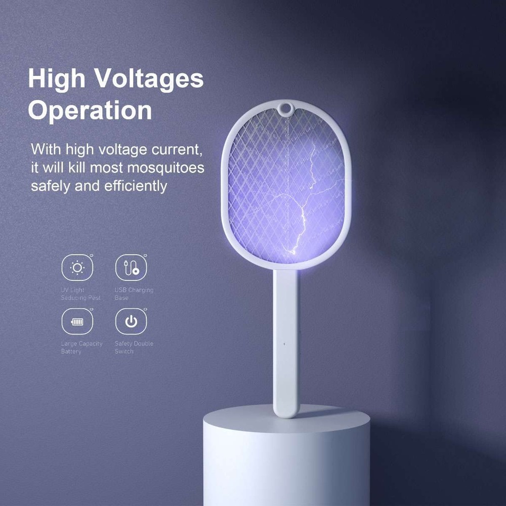 Rechargeable Handheld USB Mosquito Fly Swatter Zapper Killer Bug Insect Racket