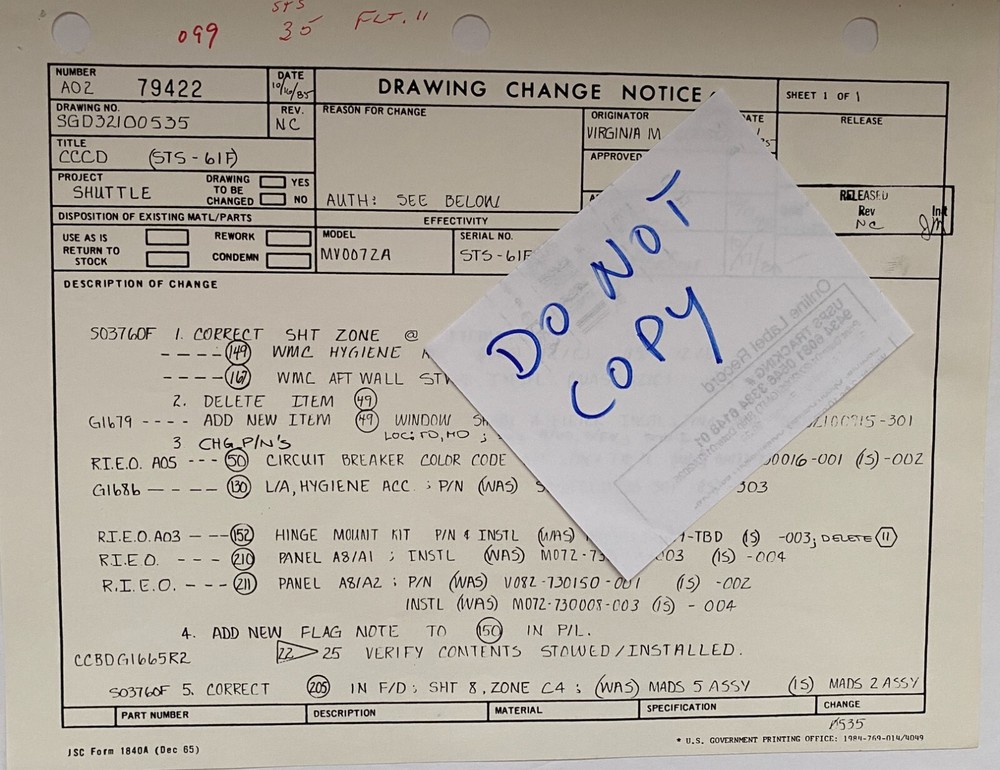 NASA - STS-51L - RARE Classified Documents Pertaining to Construction