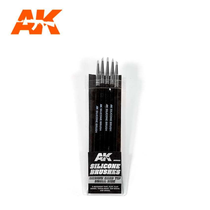AK Interactive AK9085 Silicone Brushes Medium Hard Tip - Small (5pcs) - US