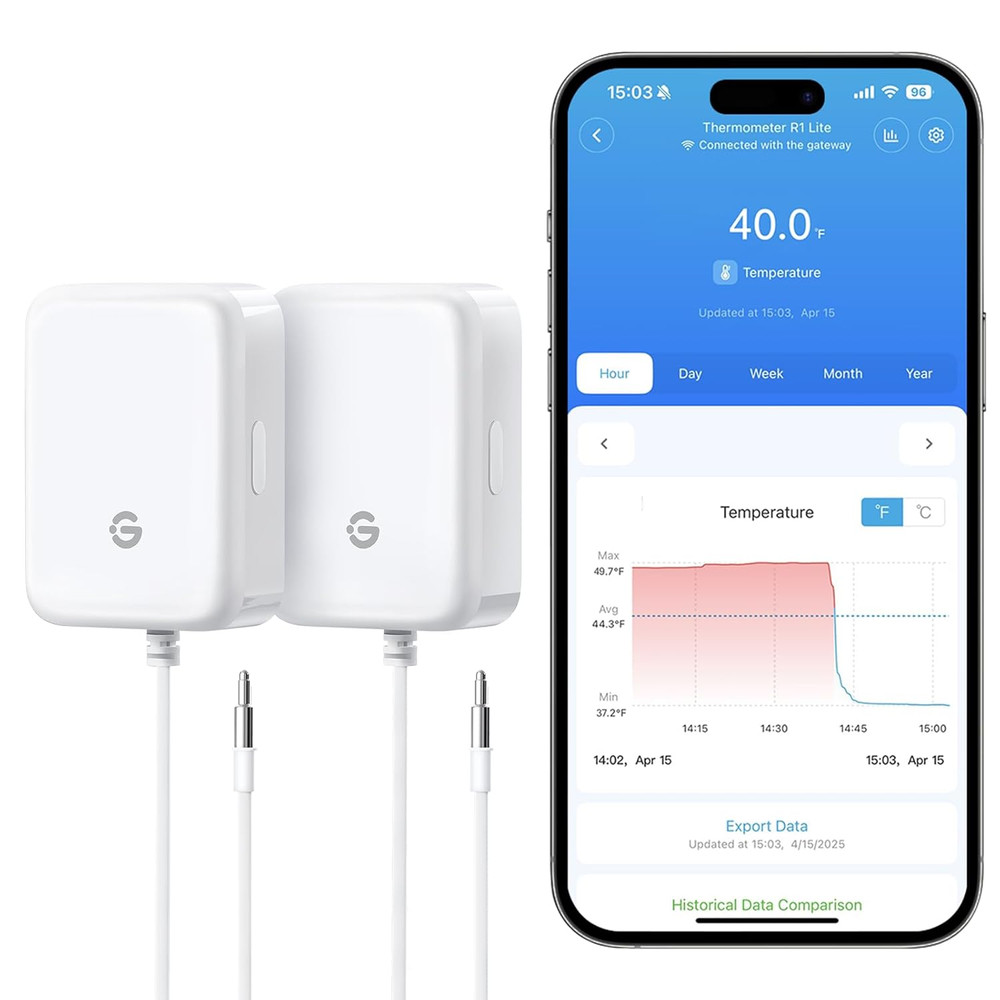 Refrigerator Freezer Thermometer 2 Pack, Bluetooth Temperature Sensor with Alarm