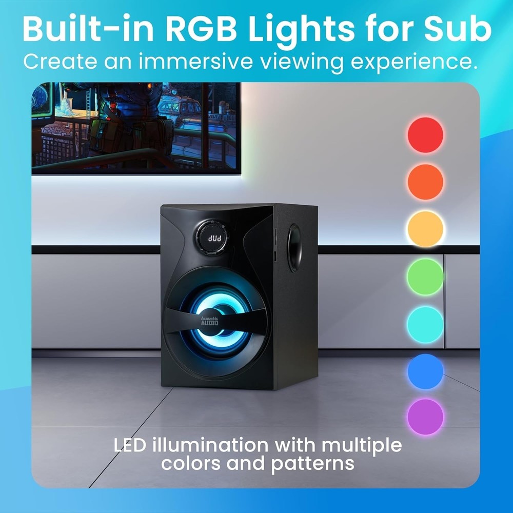 Home Theater Speaker System 5.1 Surround Sound Bluetooth LED Display FM USB SD