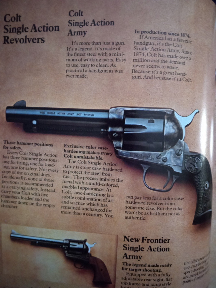 COLT FIREARMS 1976 19 PAGE COLOR CATALOG DRAGOON PEACEMAKER PYTHON 1851 NAVY