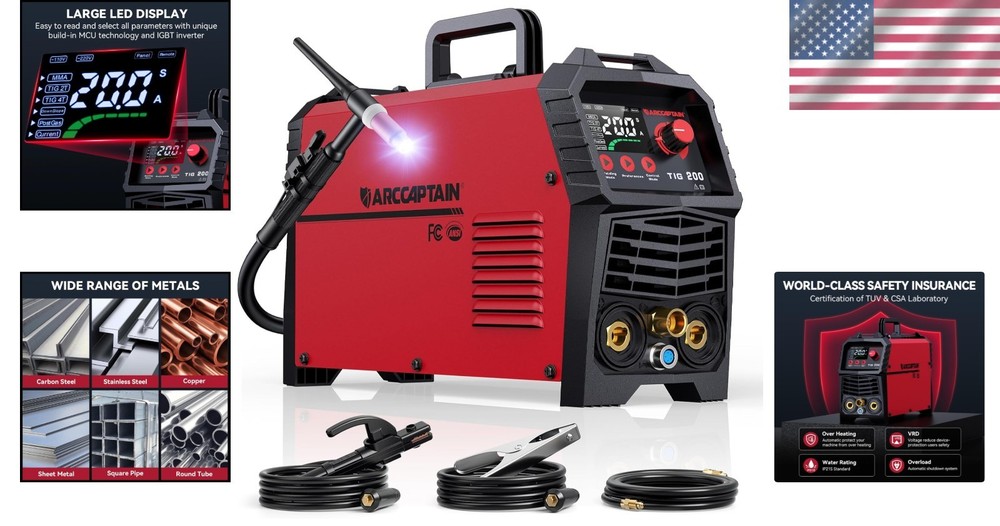 High-Frequency 200A TIG Welder with 2T/4T Function & Enhanced Safety Features