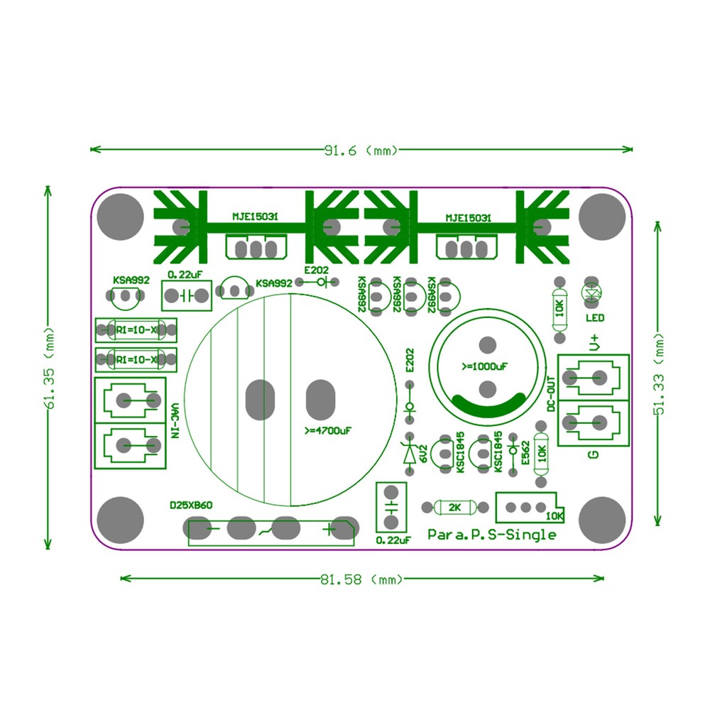 Fully Discrete Parallel A Regulated Power Supply (Single Rail5V ～36V) PCB Board
