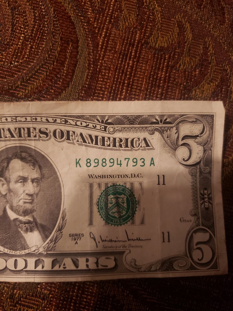 Vintage $ 5 1977 Misshapen