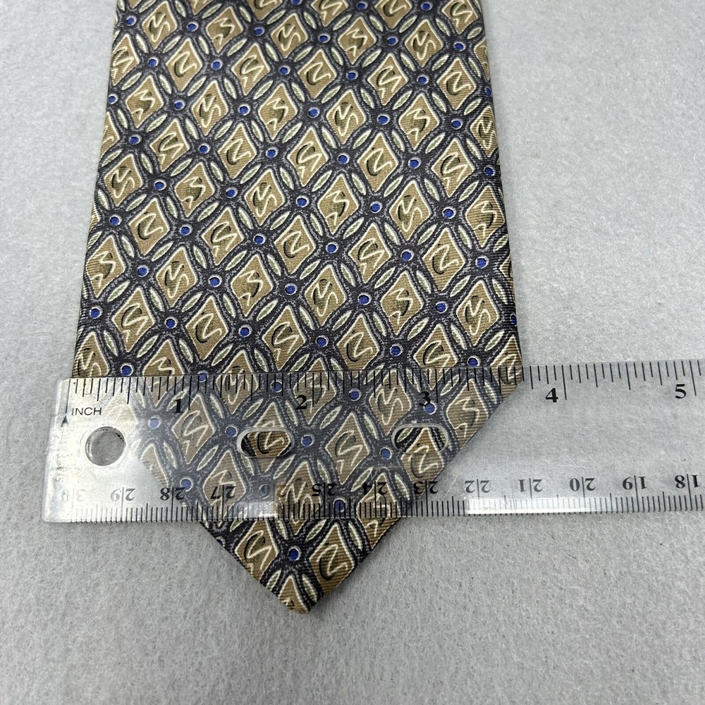 Vintage St Michael From Marks & Spencer Silk Light Brown And Blue Patterned Tie
