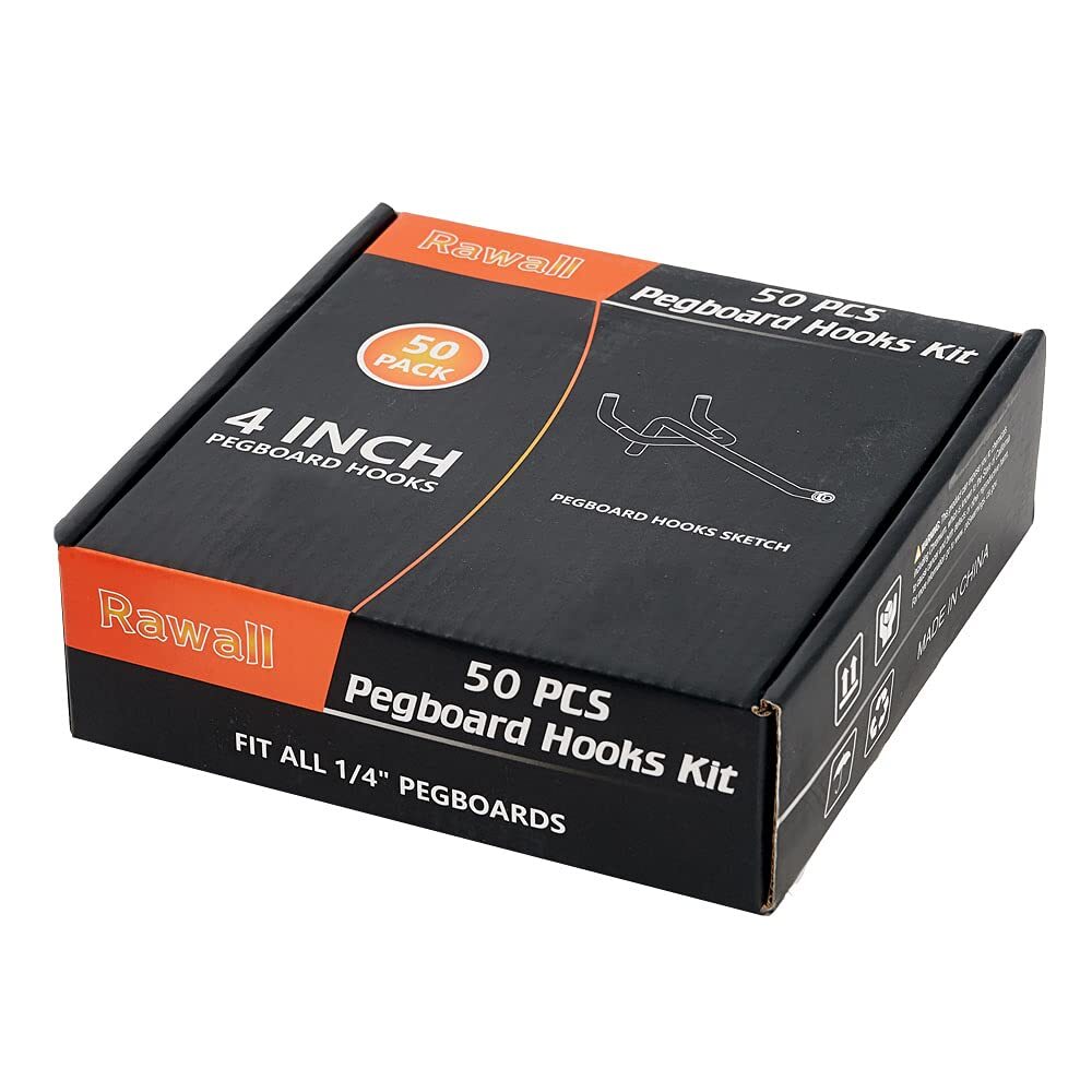 Pegboard Hooks Large Diameter 50-Pack 4 Inch L Shape Small Galvanized Heavy D...