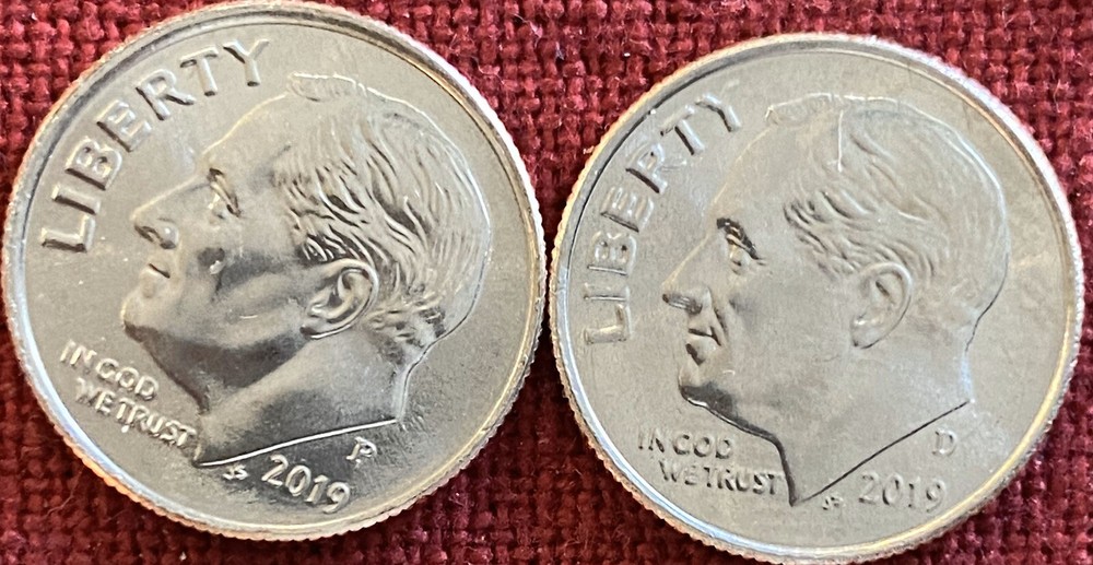2019 P & D Roosevelt Dimes - BU (two coins)