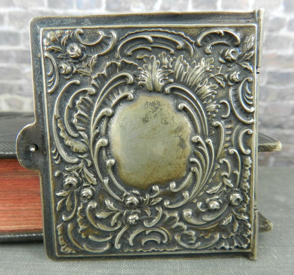 Antique Repousé Sterling Silver Hinged Purse / Pocket Note Book