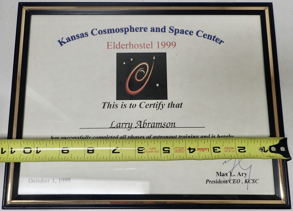 Kansas Cosmosphere & Space Center (2) Astronaut Training Program Certificates