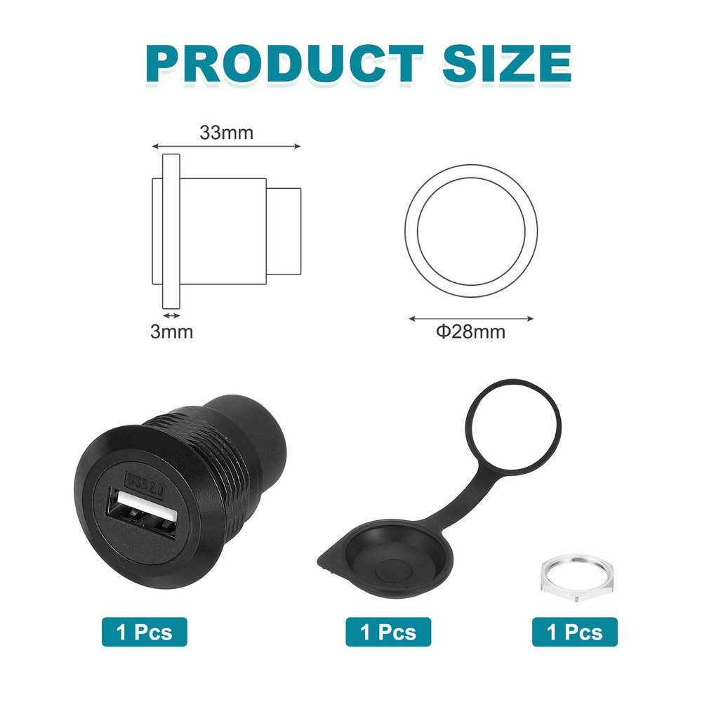 1Pcs USB 2.0 Panel Mount Coupler, USB Pass Through 480Mbps Black