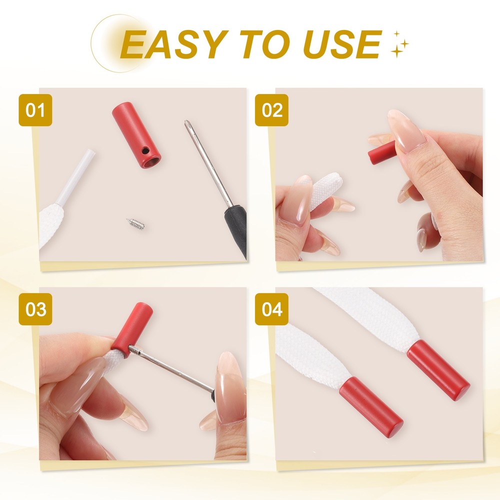 12Pcs 20mm Shoelace Tips Caps with Screw, White