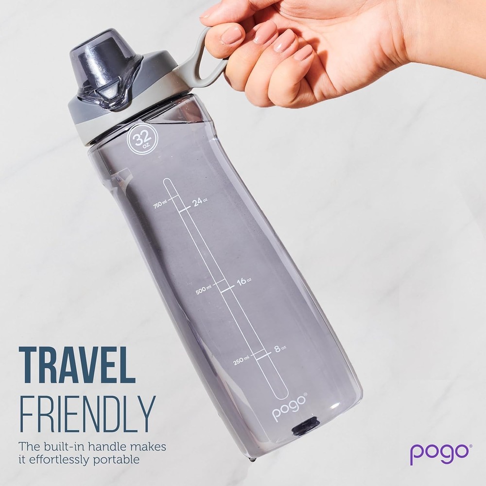 Versatile 40 Oz Grey Tritan Water Bottle with Carry Loop & Easy Clean Design