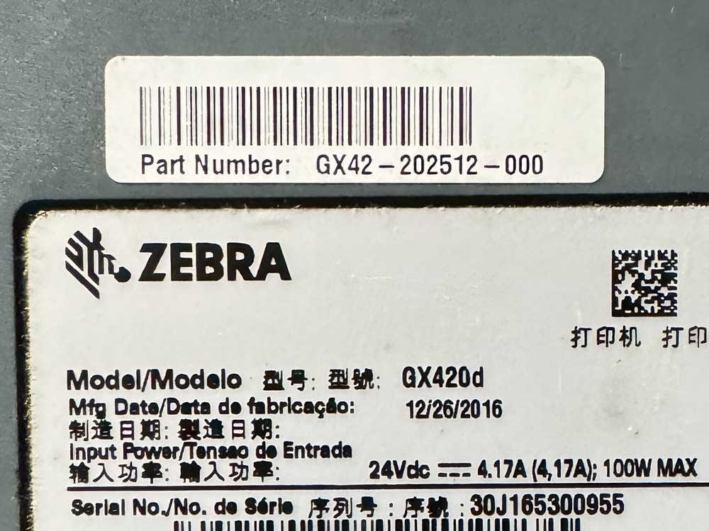Zebra GX420d Direct Thermal Barcode Label Printer Cutter USB Serial FREE CABLES