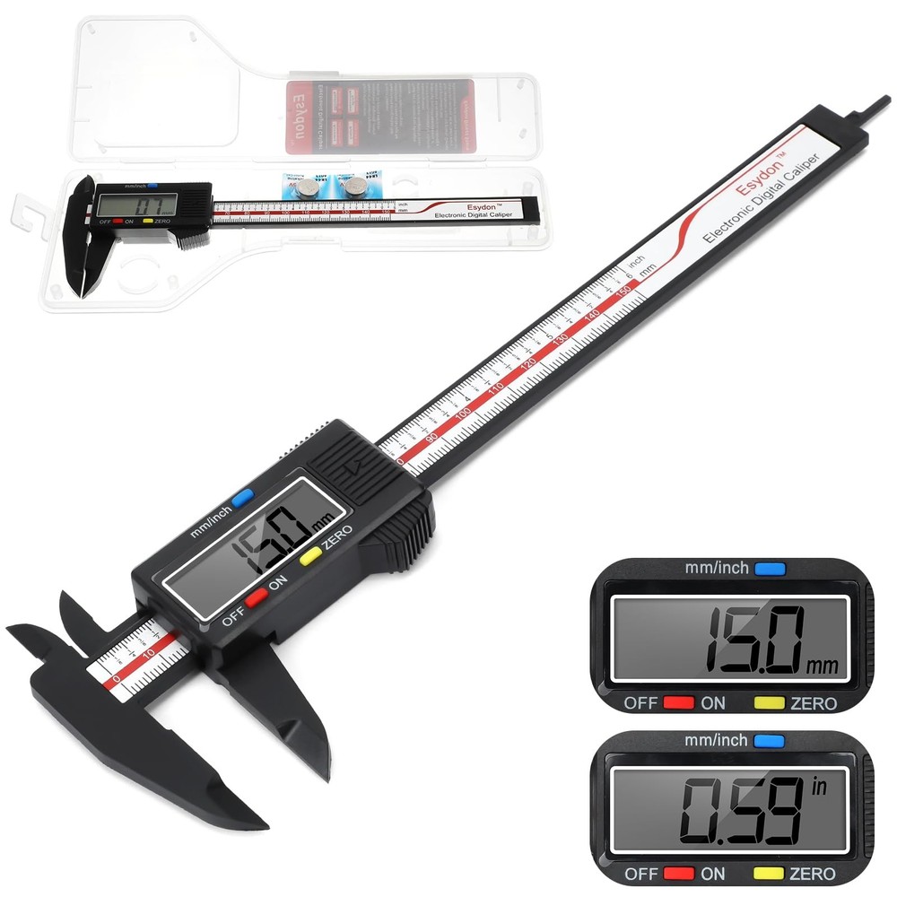 Digital Caliper, Upgraded Calipers 6 Inch, Measuring Tool, Electronic Ruler, wit