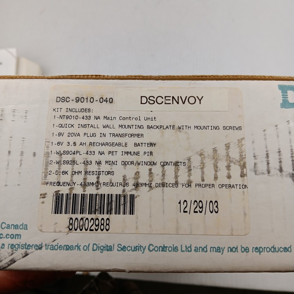 DSC NT9010 Security System Control Panel New Old Stock Manual And Transformer