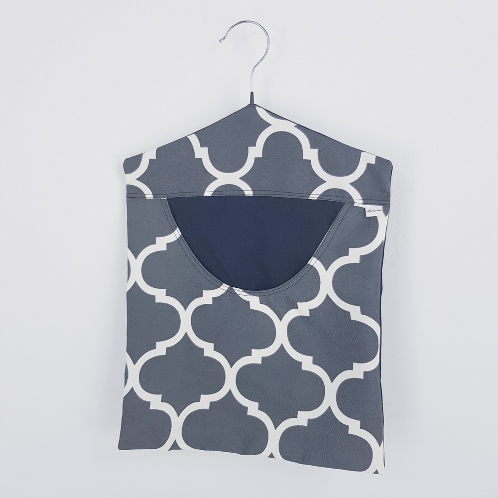 Peg Bag Handmade Grey White Patterned Lined Laundry Clothes Peg Holder
