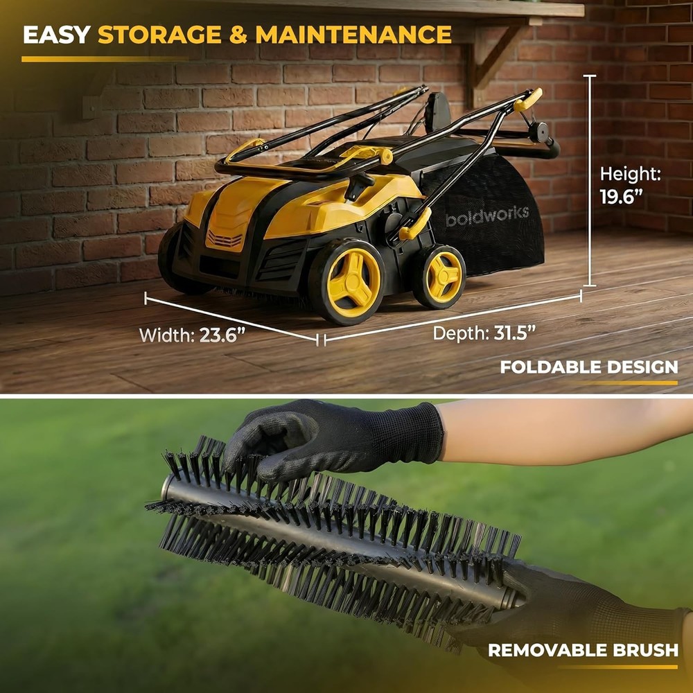 Electric Artificial Turf Sweeper 16” Artificial Grass Sweeper Vacuum with 45L Co