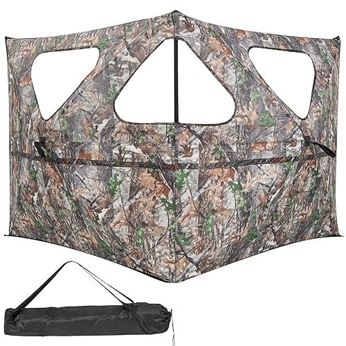 2 Panel Stakeout Hunting Blind, See Through Ground Blind with 3 Shoot 2-Panel