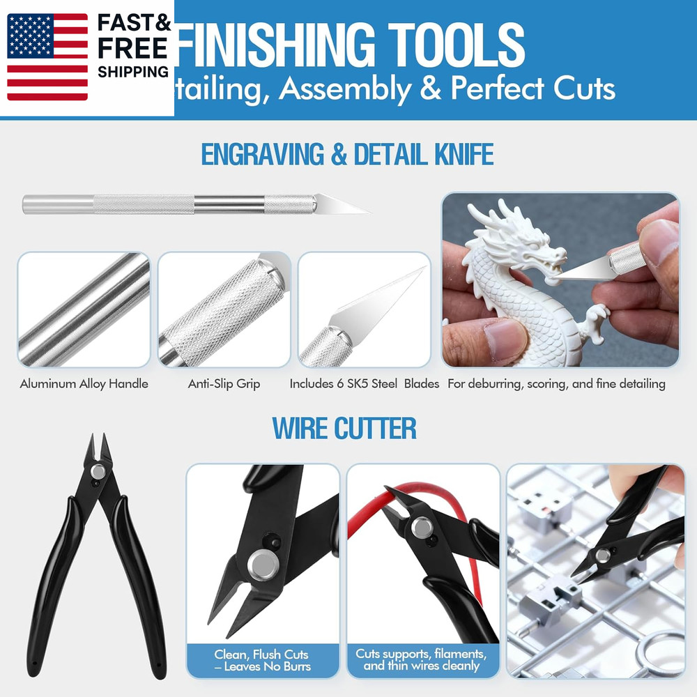38PCS 3D Printer Tools, 3D Printer Tool Kit with Nozzle Cleaner, Scraper, Files,