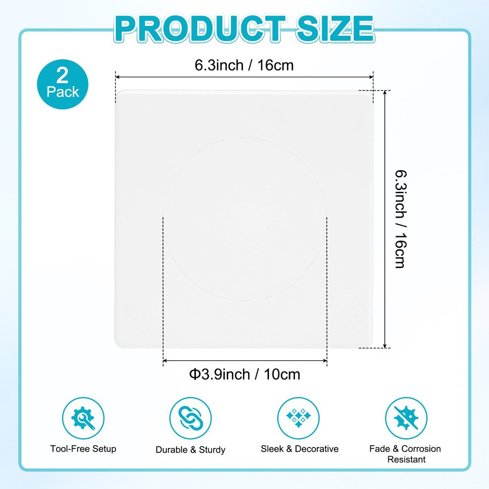 2-Pack Access Panel for Drywall, 4x4" Plastic Removable [White, Round]