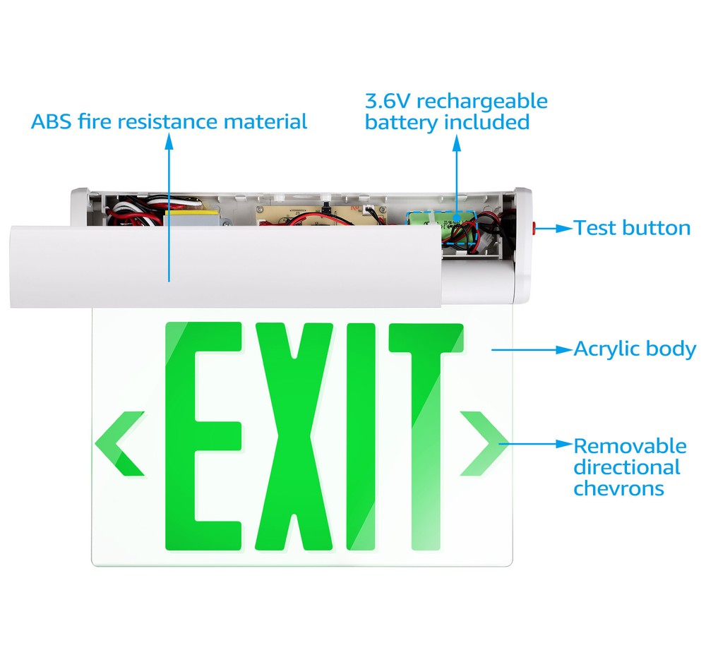 2-Pack LED Edge Lit Exit Sign, with Rotating Clear Panel, Single Acrylic Face