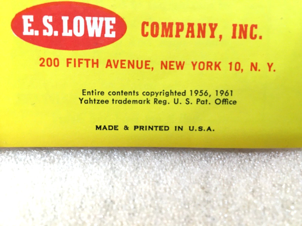 Lowe Games 1961 YAHTZEE