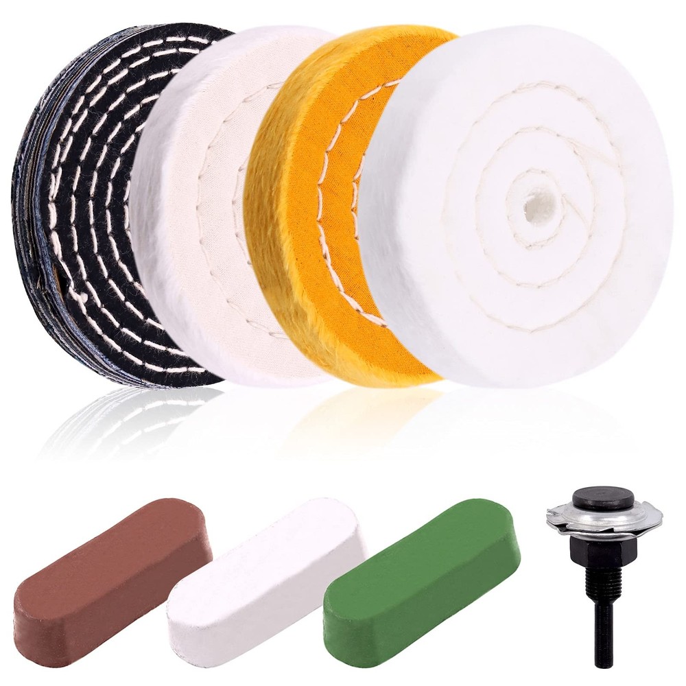 8Pcs 4inch Buffing Polishing Wheel Kit Includes Polishing Compounds, Buffer W...