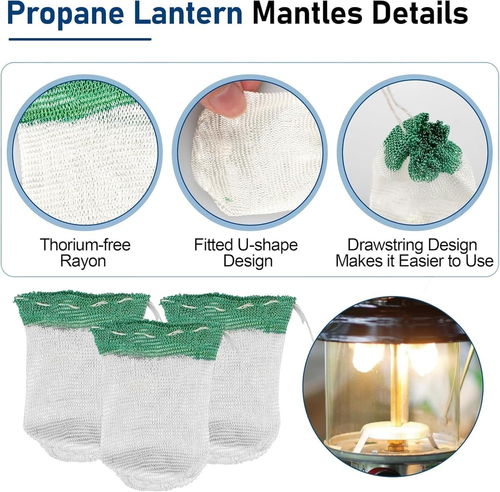20 Pack Camping Lantern Mantles Replacement Accessories for Standard String Tie