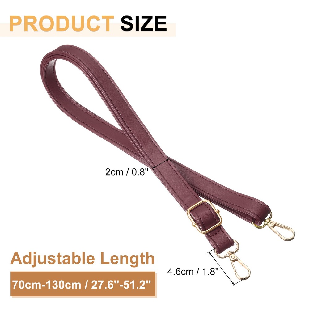 Leather Purse Strap Replacement Crossbody, Adjustable Bag Strap, Burgundy