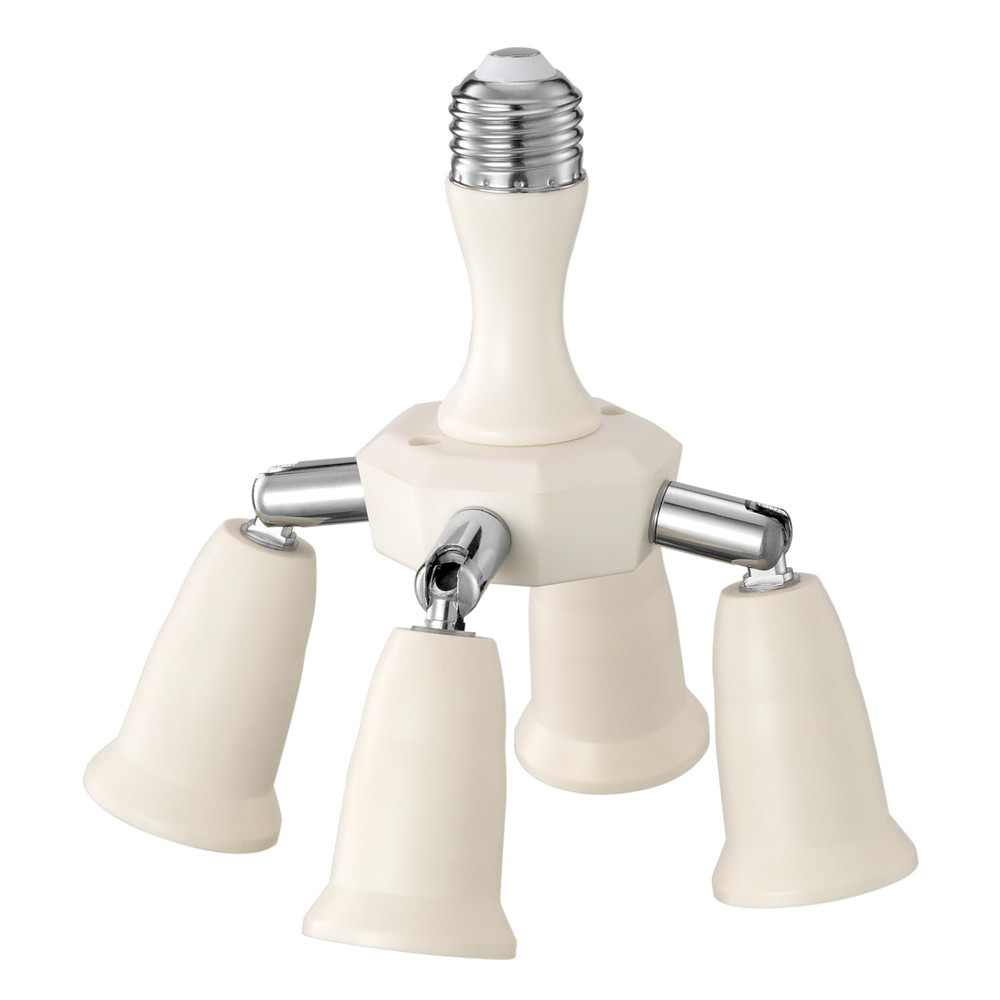 4 in 1 Light Socket Splitter Adapter, E26 E27 Standard Base LED Bulbs Converter