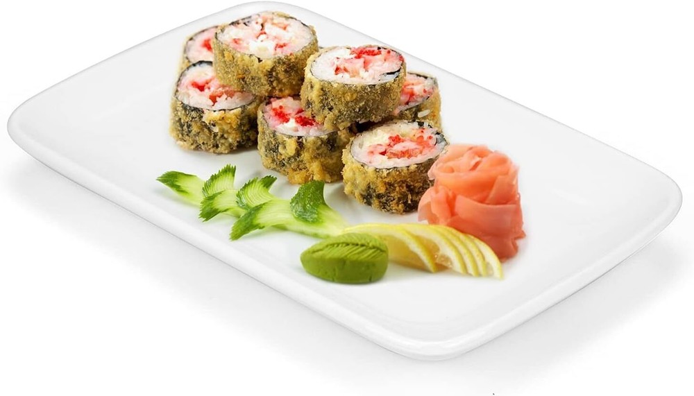 8-Piece Set of 8-Inch Rectangular Ceramic Plates Salad Plates