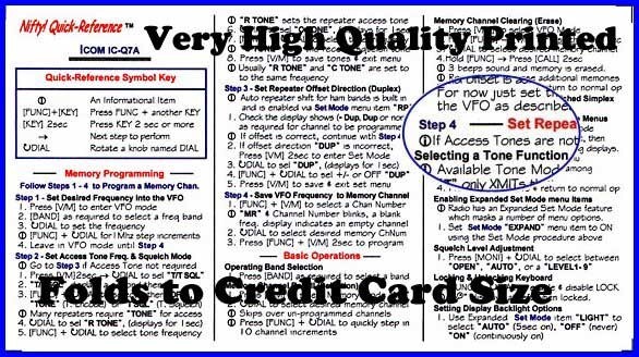 Nifty! Quick-Reference ICOM IC-Q7A ~~~NEW!!~~