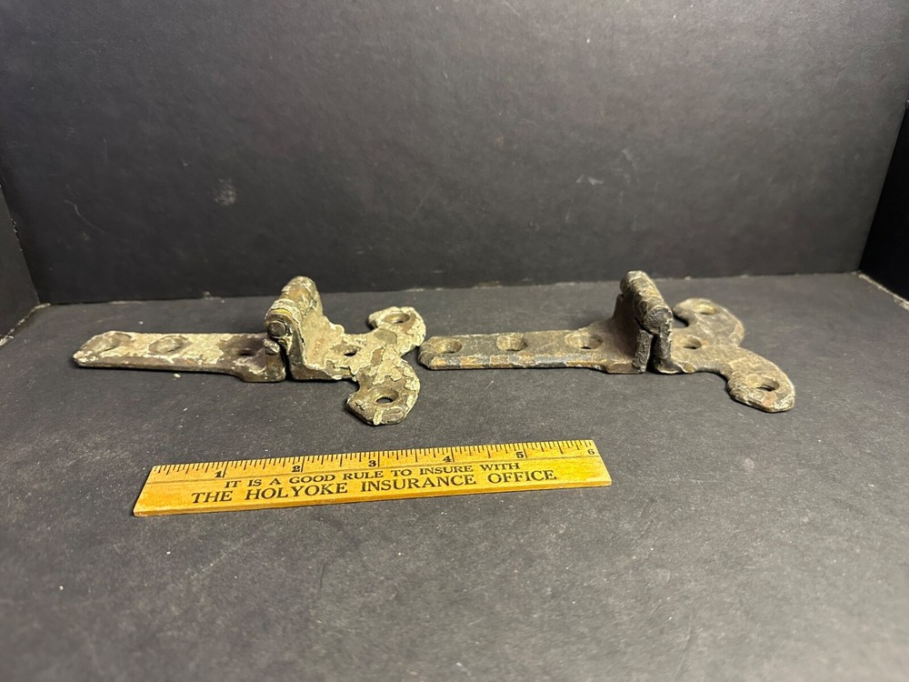 Vintage Pair Brass Ice Box Type Hinges