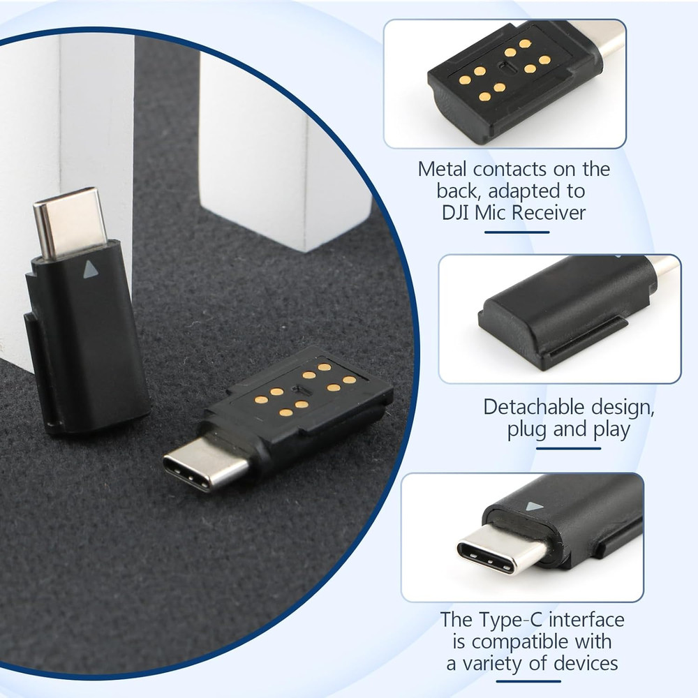 DJI MIC Adapter Type-C Phone Wireless Microphone Receiver Mic PC Tablet USB