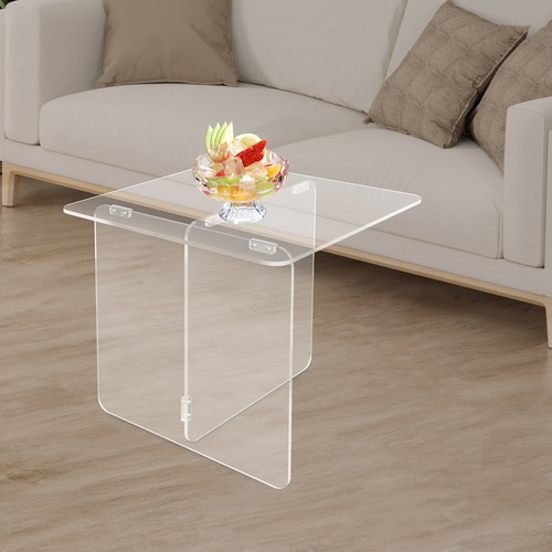 Acrylic Side Table, End Table, Free Standing Clear Modern Bedside Table