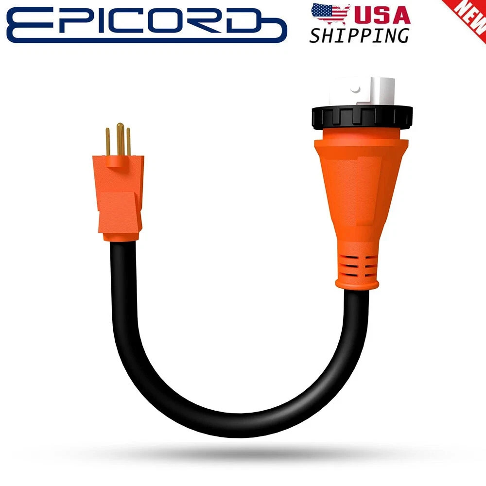 RV Power Cord Adapter 15 amp Male to 50 amp twist lock female camper USA